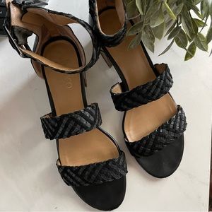 Franco Sarto Tate braided black leather sandal size 7.5